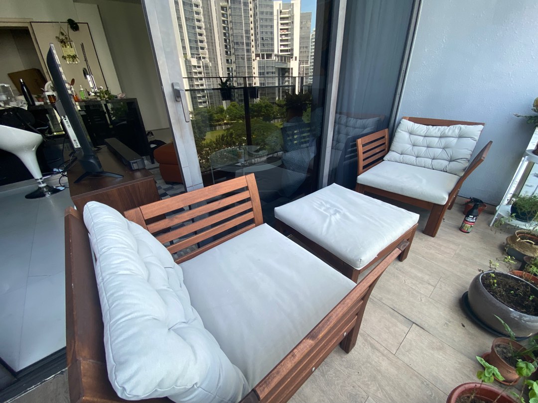 Ikea outdoor balcony chair and table, Furniture & Home Living, Outdoor