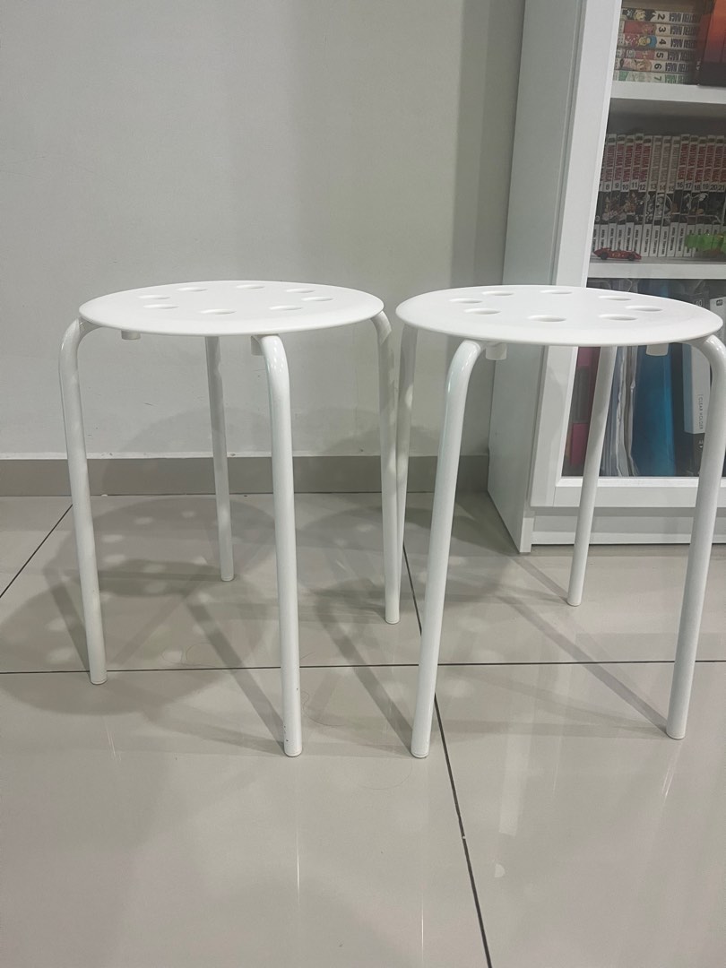 Ikea white stool, Furniture & Home Living, Furniture, Chairs on Carousell