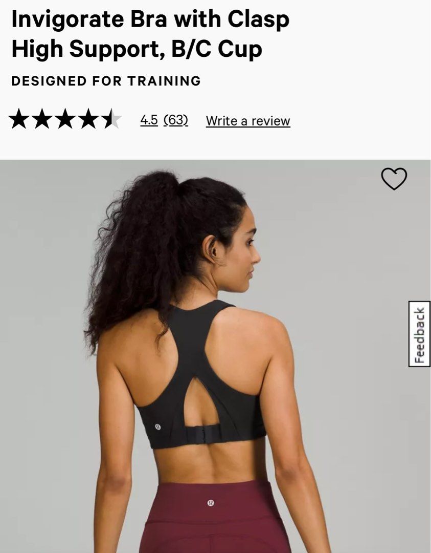 Lululemon Invigorate Bra with Clasp *High Support, B/C Cup