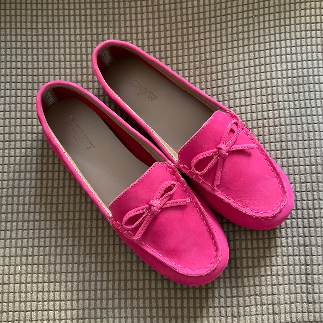 J CREW Nubuck driving moccasins pink