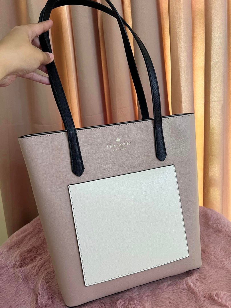 Kate Spade Daily Colorblock Saffiano Top Zip Tote Bag In (Warm Beige)