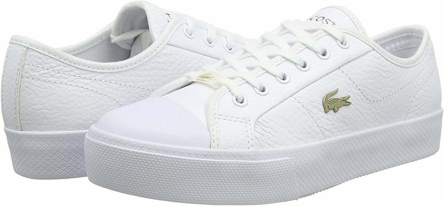 Lacoste Ziane Grand flatform trainers in white leather Luxury
