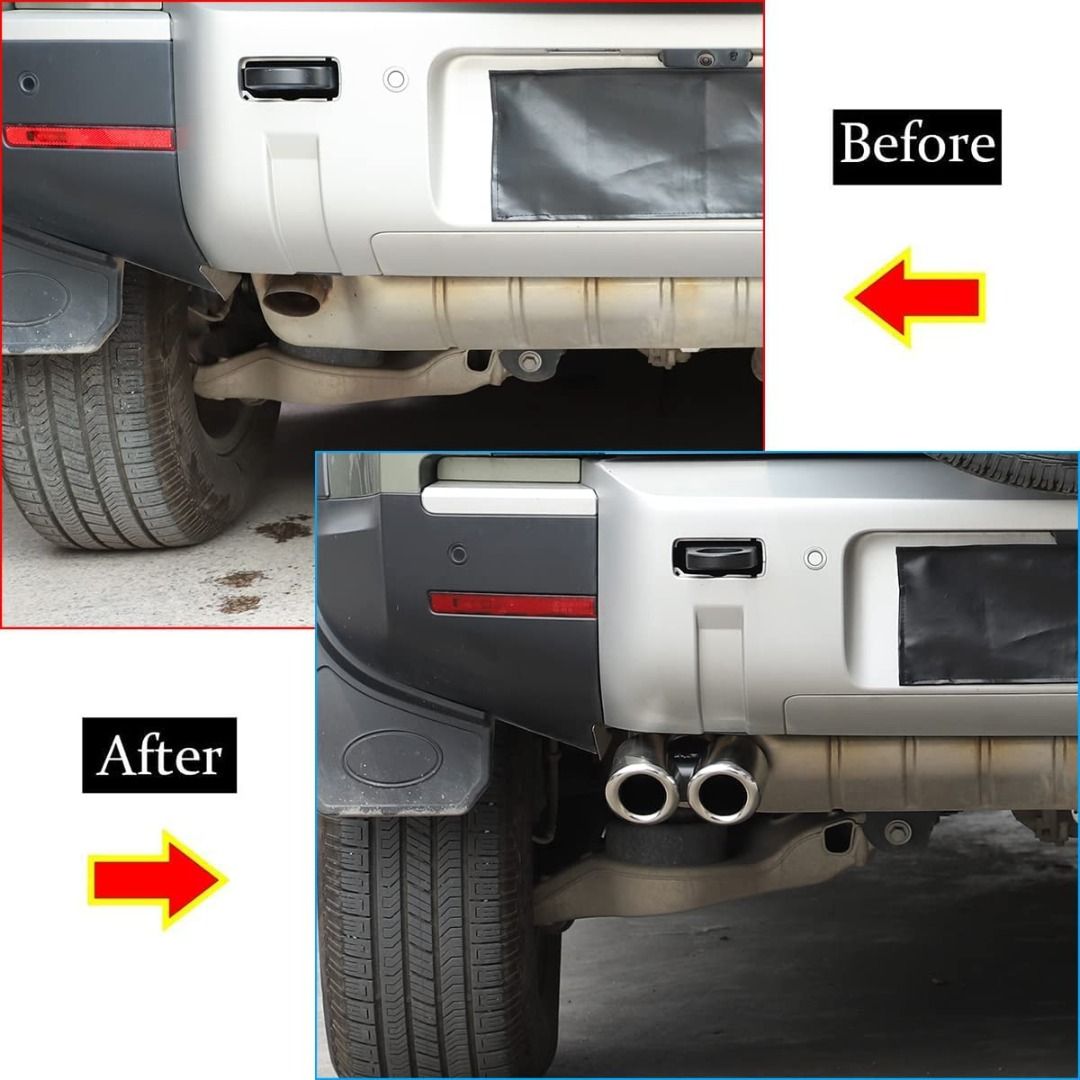 Land Rover Defender S/S Twin Exhaust Cover Chrome Finish, Car