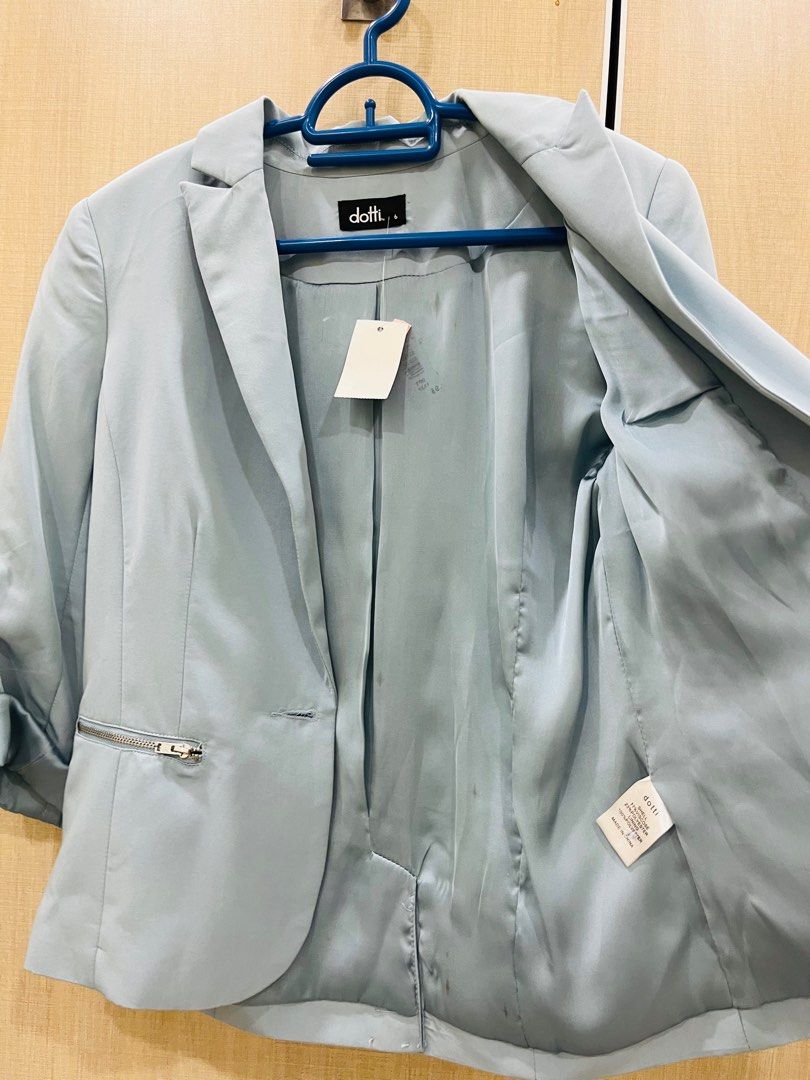 Dotti Light blue blazer with zip detail Women s Fashion Coats