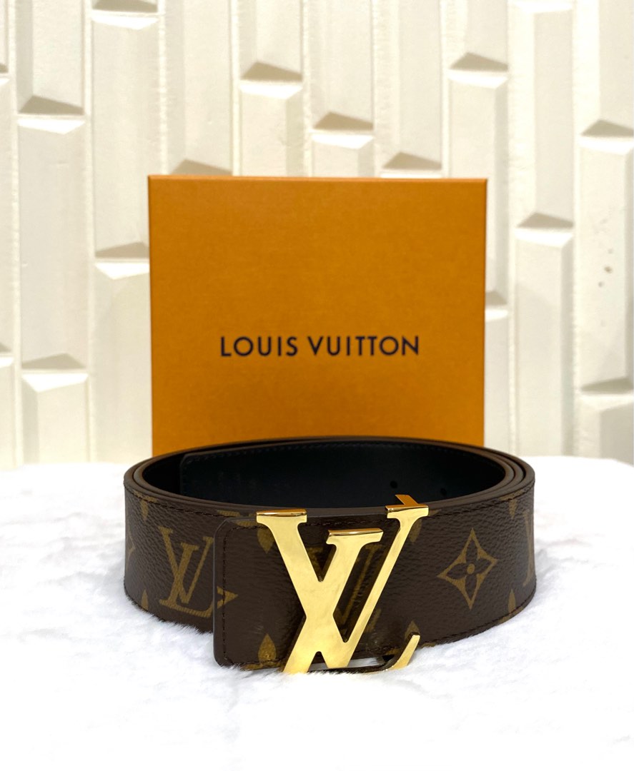 Louis Vuitton Brown Leather Belt with LV Golden Buckle 40  eBay