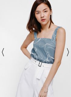 Love Bonito Deshley Printed Top in Steel Blue
