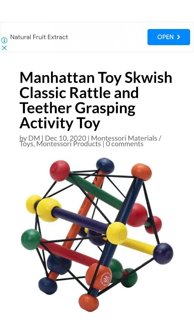 Manhattan toy skwish classic rattle and teether grasping activity toy store