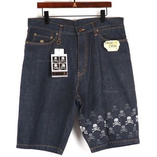 Mastermind Japan MMJ 12SS Identity Skull Jacquard Denim Short Pants  藍色       牛仔       細刺繡logo      短褲