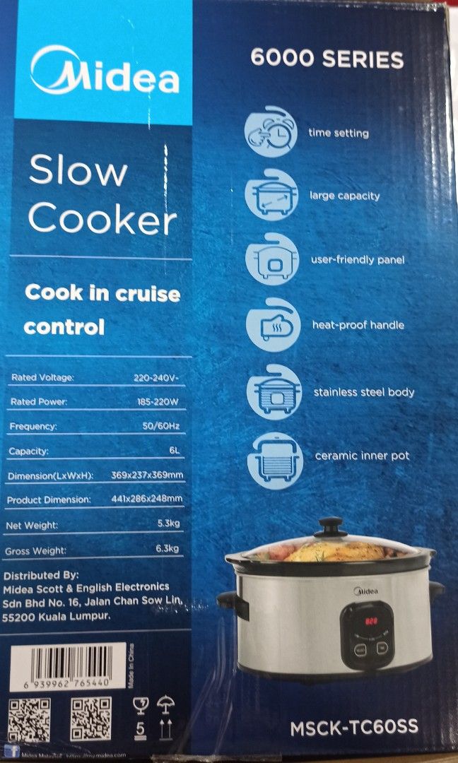 Midea 6000 Series Slow Cooker. Capacity 6L, TV & Home Appliances ...