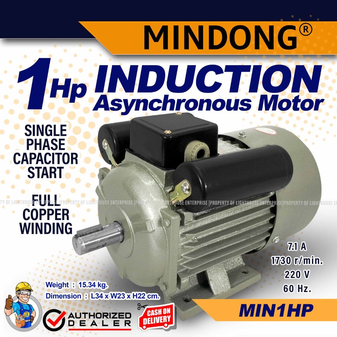 MINDONG Single Phase Induction Motor / Electric Motor Full Copper