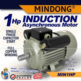 MINDONG Single Phase Induction Motor / Electric Motor Full Copper Winding (1HP, 1.5HP, 2HP, 3HP, 5HP) LIGHTHOUSE ENTERPRISE