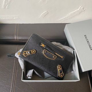 [NEW - NETT PRICE] Balenciaga zipper long wallet metallic edge Black GHW
