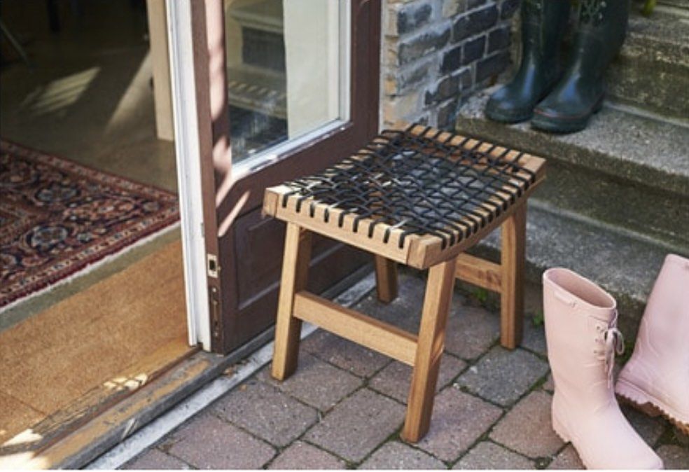 Acacia Wood Stool with Braided Seat (Kuching), Furniture & Home Living
