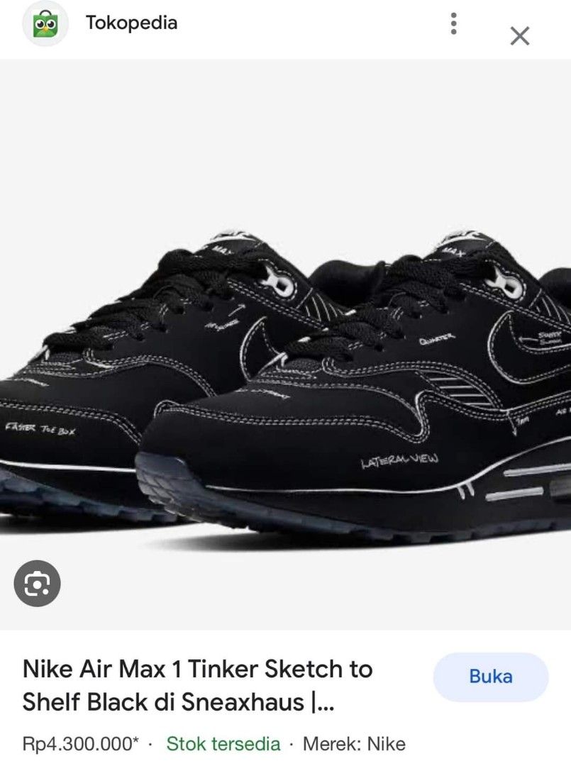 nike air max 1 tinker sketch to shelf black