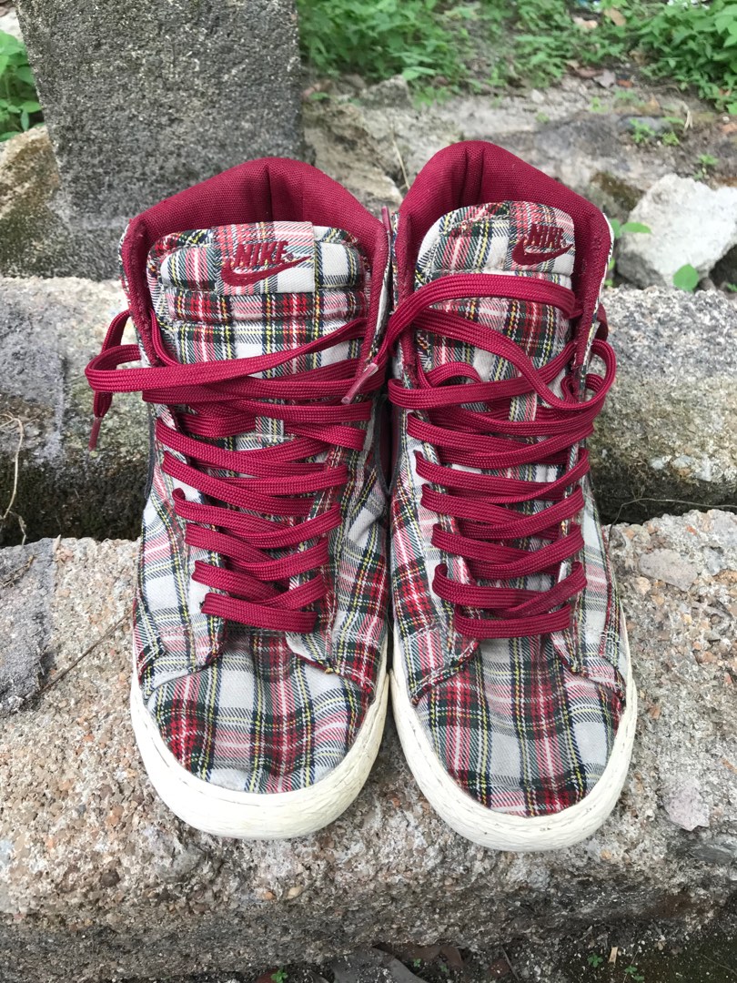 nike blazer red plaid