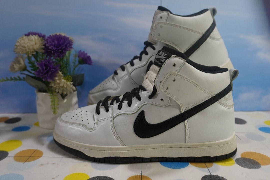 Nike SB Dunk High Pro White Black Strap Size 43 Insole 26.5 cm