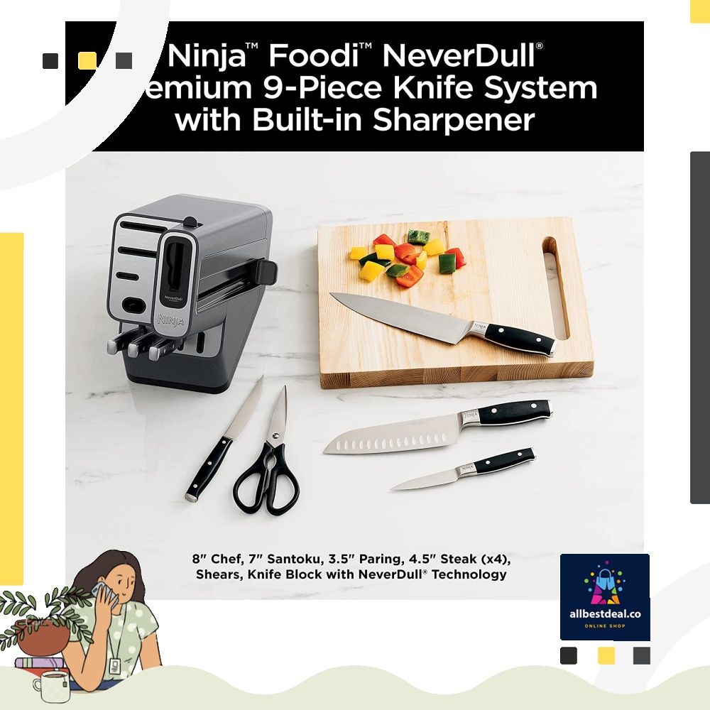 Ninja K32009 Foodi NeverDull Premium Knife System, 9 Piece Knife