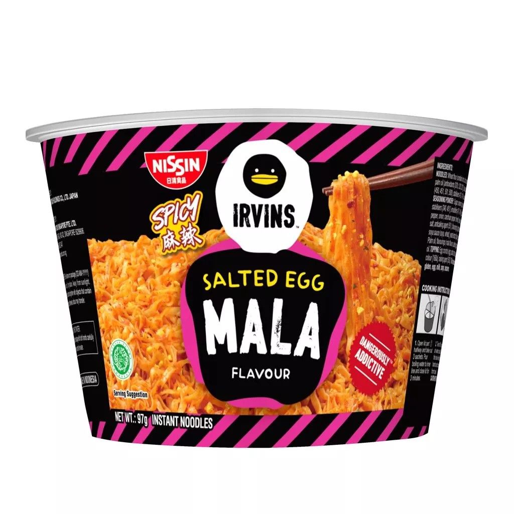 Nissin Irvins salted egg instant noodles mala spicy salted egg noodles ...