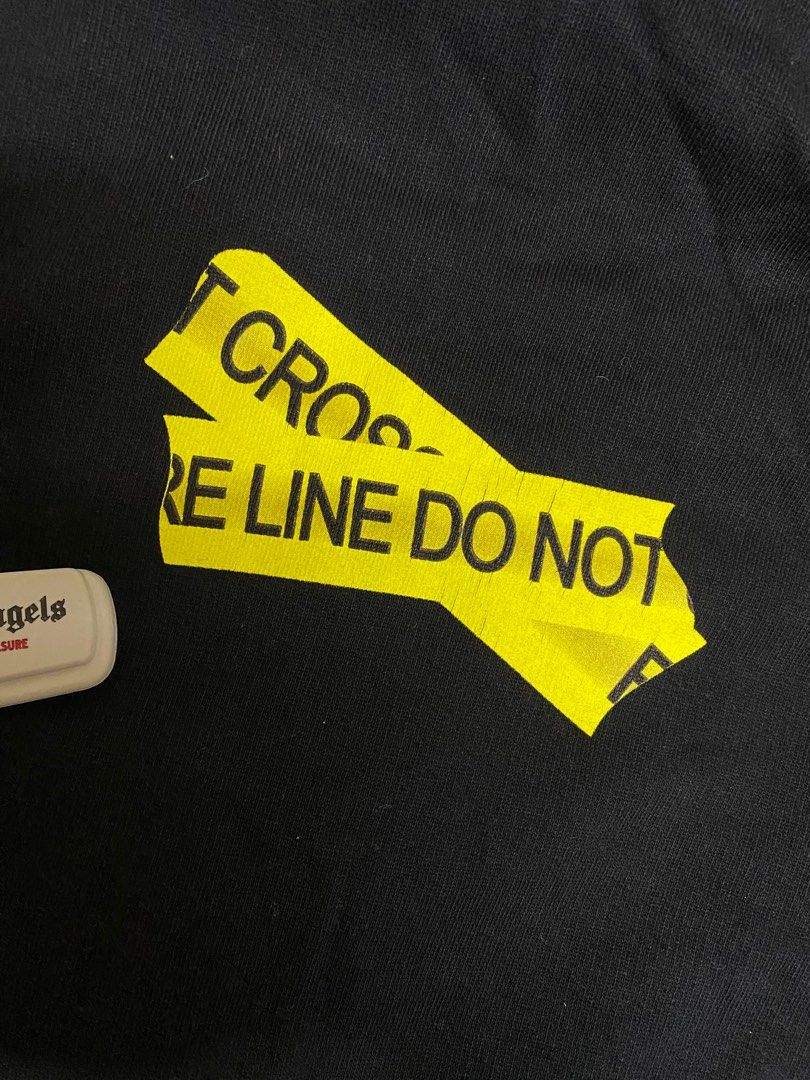 Off White FireLine Fire Tape Hoodie Men s Fashion Tops Sets