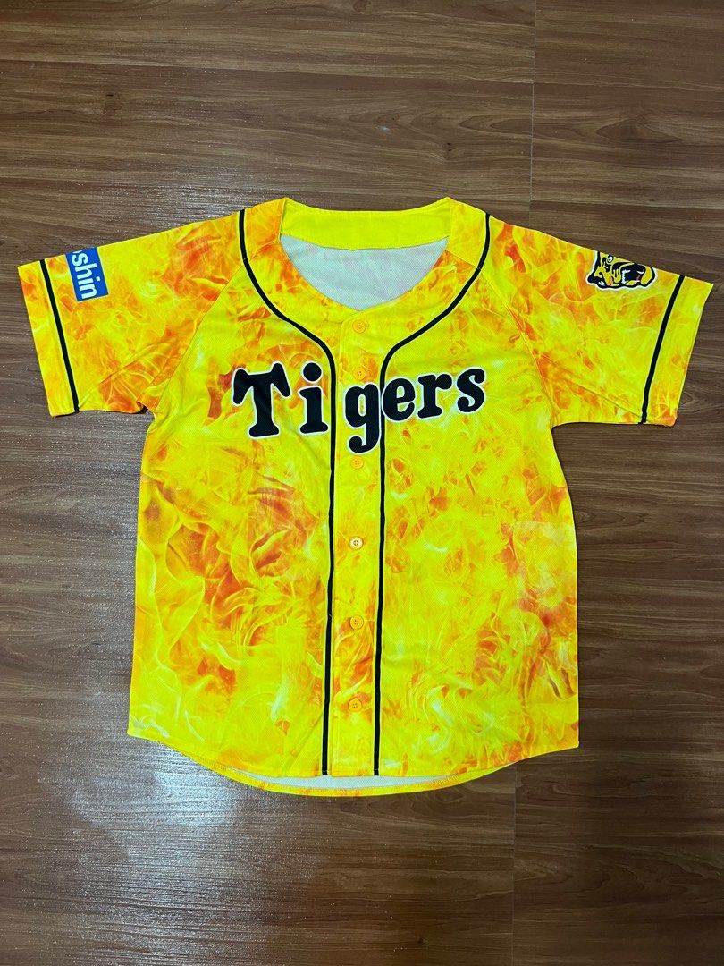 Retro Japan NPB Hanshin Tigers Two Tone Baseball Light Jersey Yellow