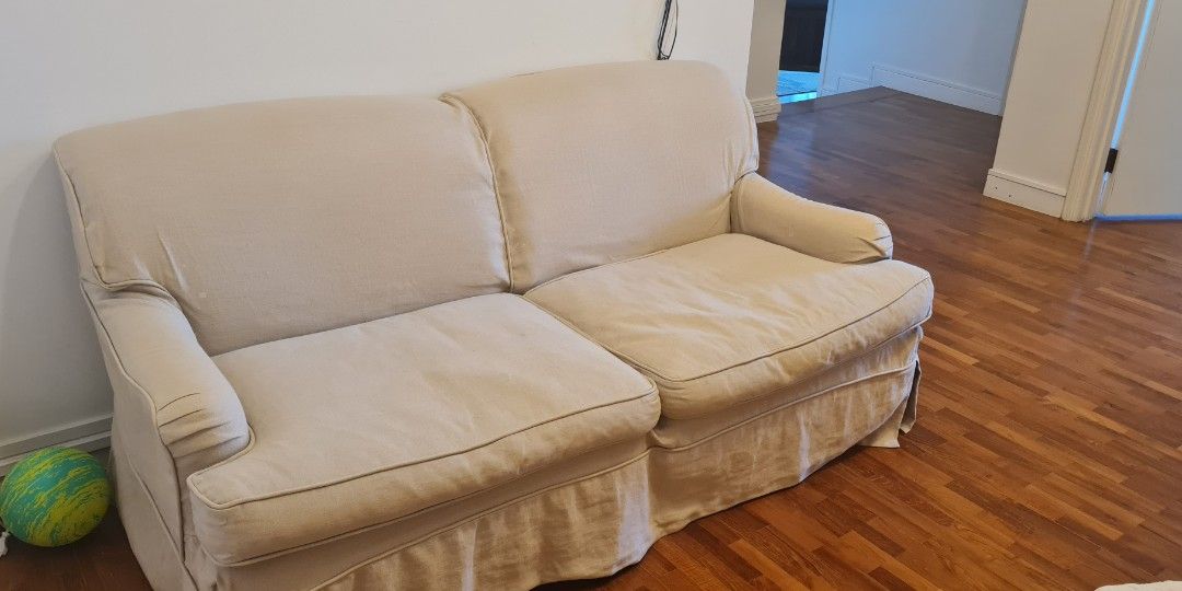 OKA London Beige Linen sofa, Furniture & Home Living, Furniture, Sofas