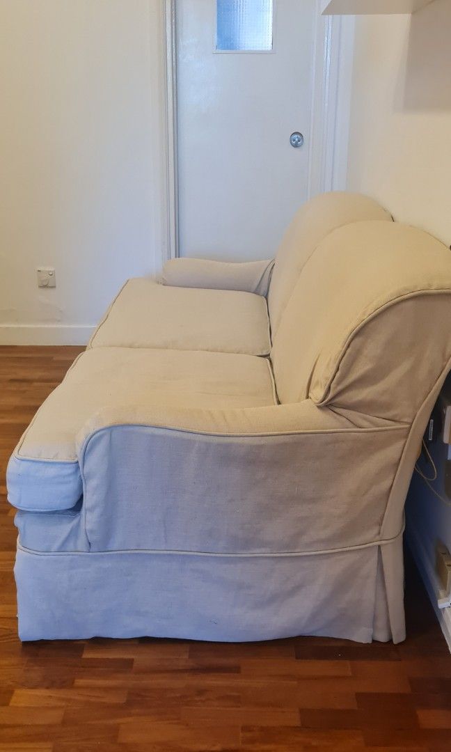 OKA London Beige Linen sofa, Furniture & Home Living, Furniture, Sofas