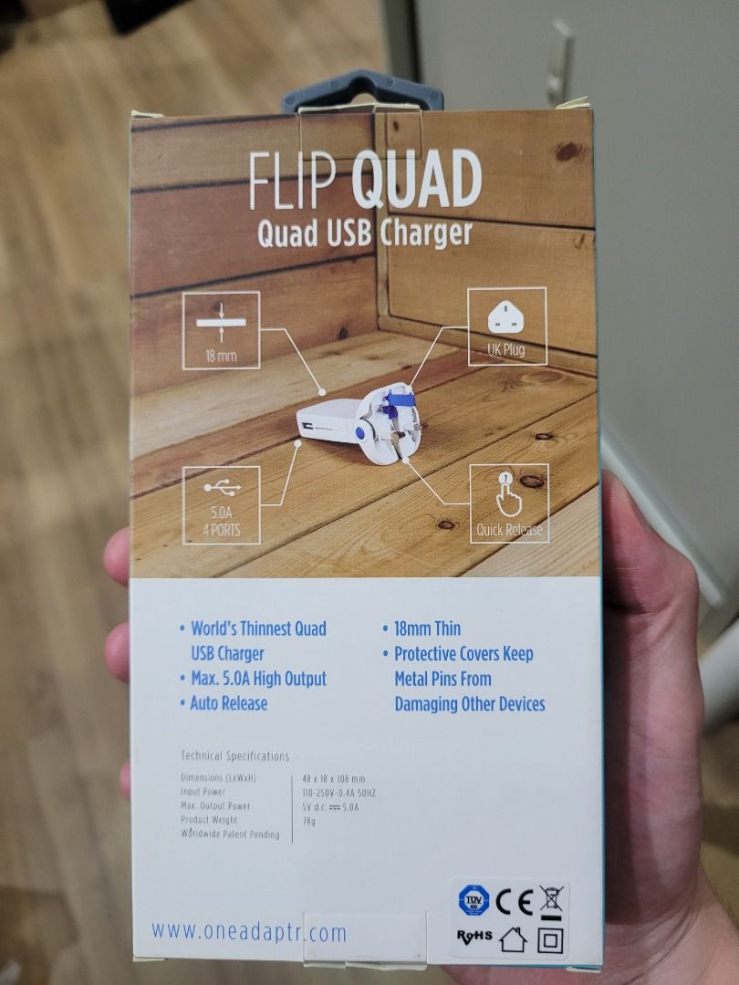 ONEADAPTR FLIP QUAD. QUAD USB CHARGER, Mobile Phones & Gadgets, Mobile