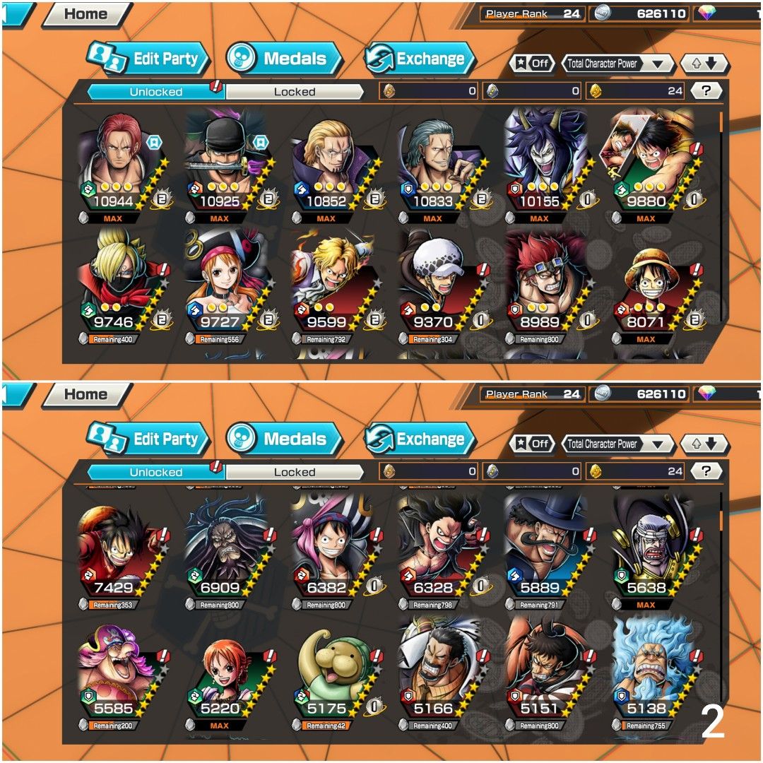 2 EX One Piece Bounty Rush Account Animal Kingdom Pirate Feat Oni Zoro