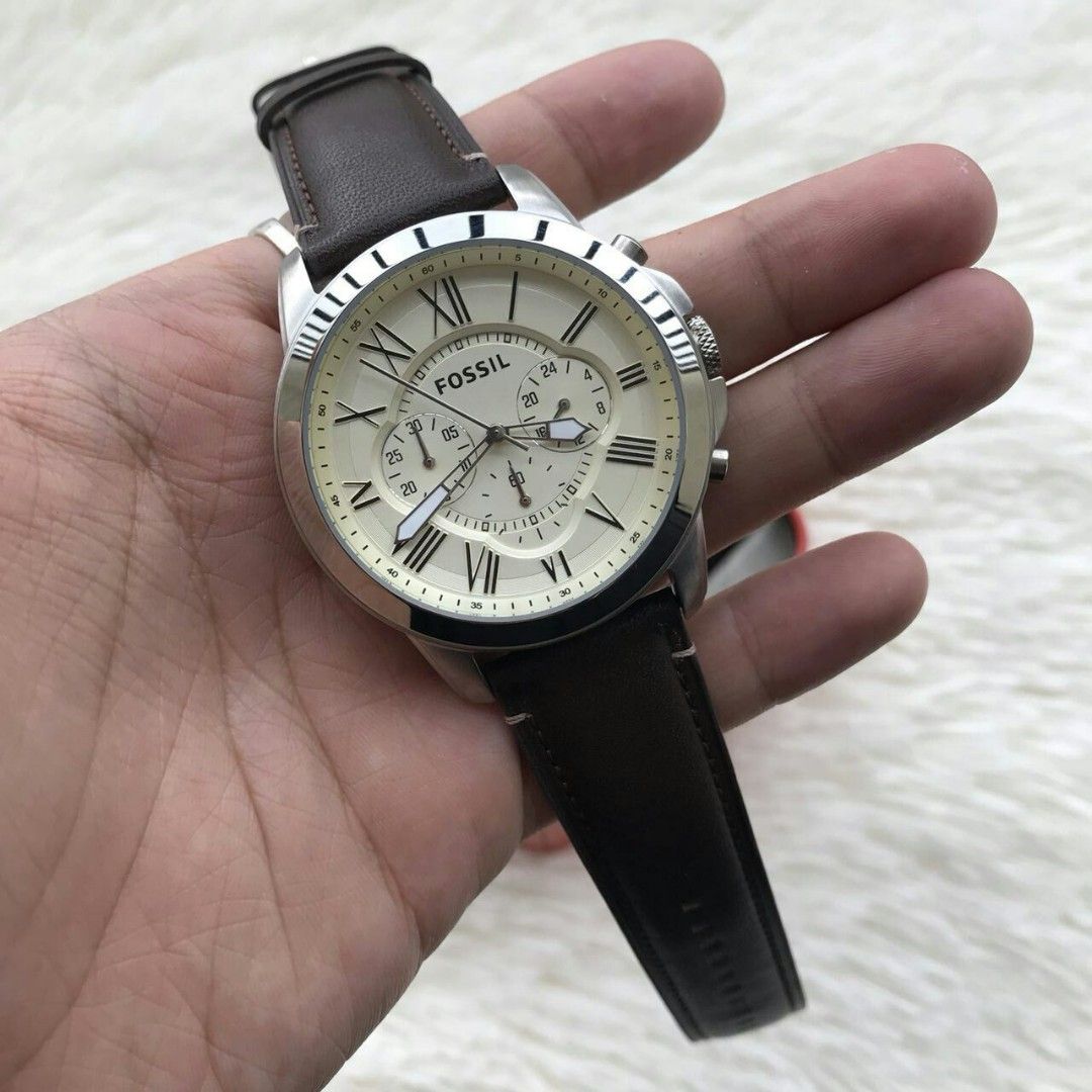 ORIGINAL FOSSIL FS4735 GRANT CHRONOGRAPH LEATHER WATCH
