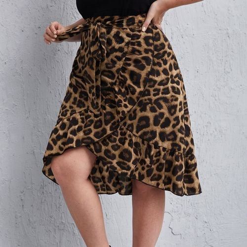 Leopard print wrap ruffle skirt clearance