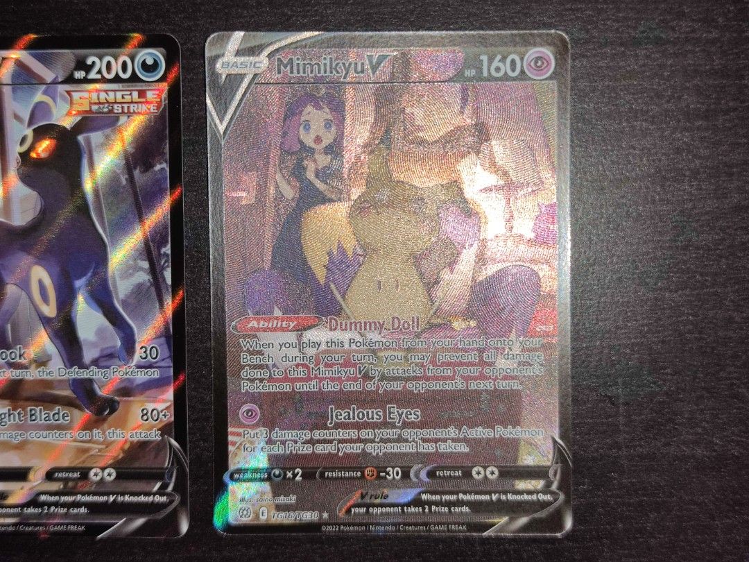 Pokemon Umbreon V TG22/TG30 & Mimikyu V TG16/TG30, Hobbies & Toys, Toys &  Games on Carousell