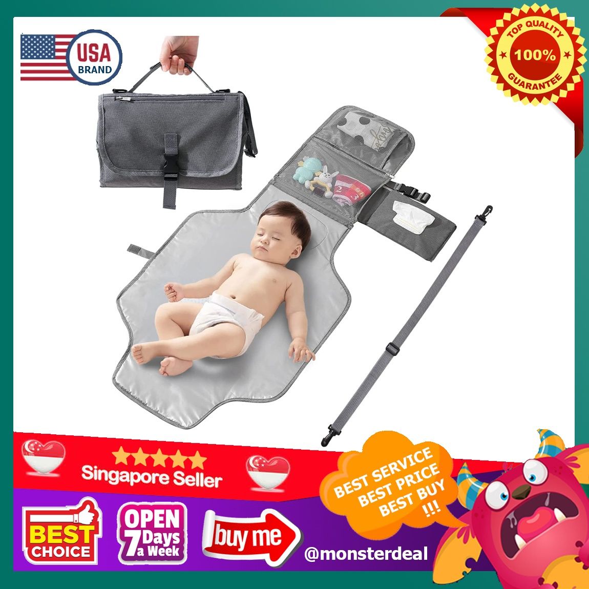 Portable Changing Pad Waterproof Detachable Travel Changing pad