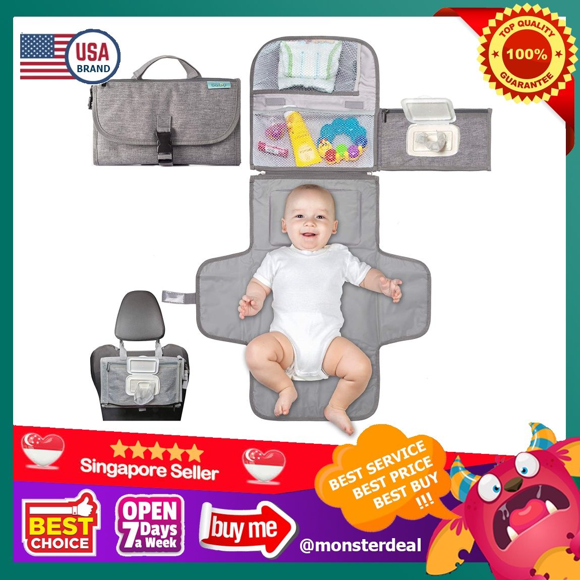 Portable diaper 2025 changing kit