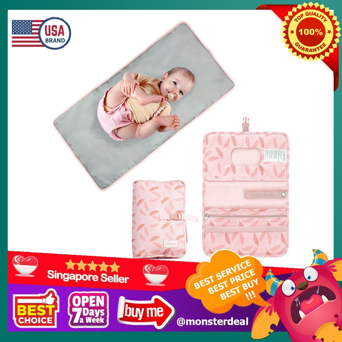 Portable Diaper Changing Pad, Waterproof Foldable Baby Changing