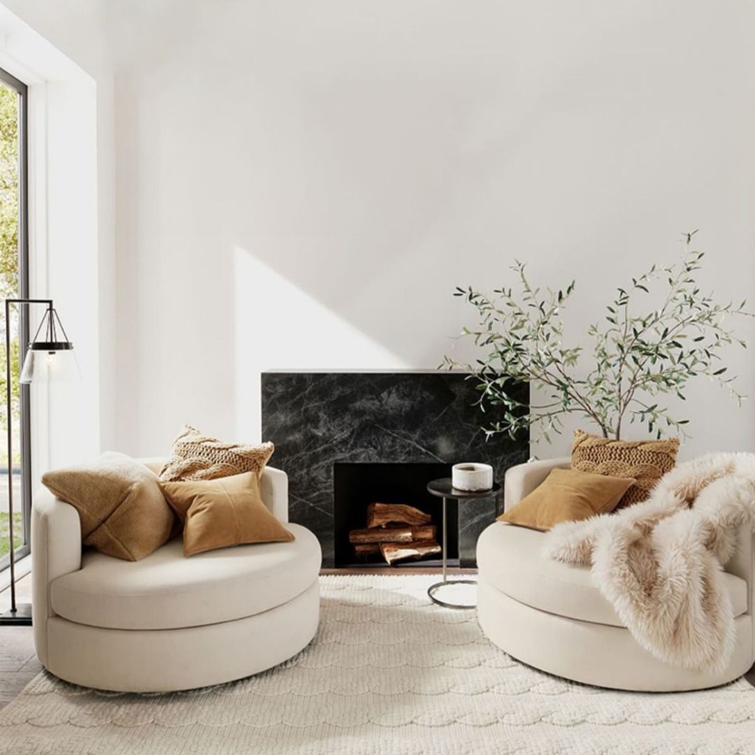 Presenthem Modern and Cozy Swivel Barrel Chair 80cm Width