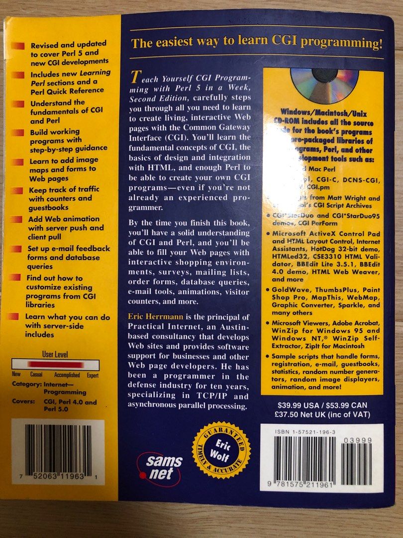 Programming Book Title : CGI programming with PERL 5 in a week. Second ...