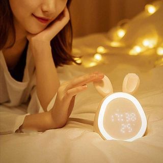 Rabbit Night Light with Alarm Clock with Dimmable Function Light Rechargable By MAGIC LIVING