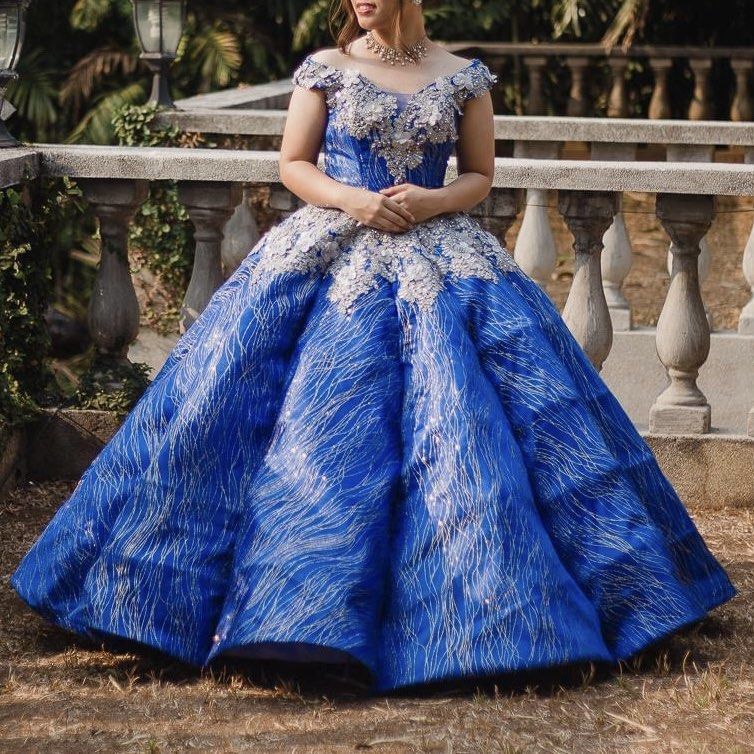 Mint Blue Tulle Embroidery Silk Flowers Quinceanera Dress, Blue Long B –  Cutedressy