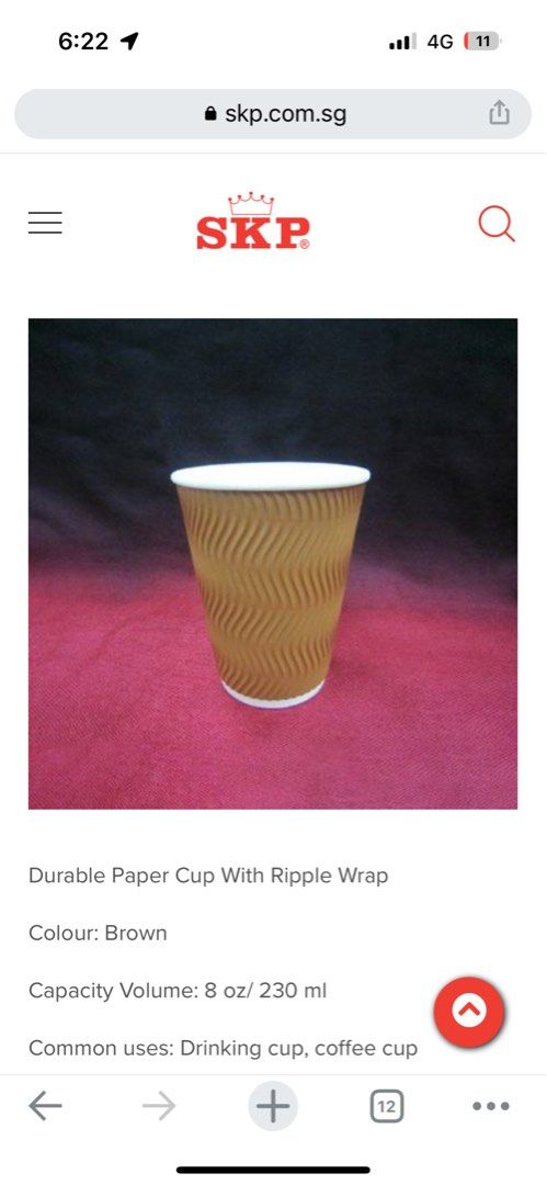 SKP PAPER COFFEE CUP 230ML WITH LID, Furniture & Home Living ...
