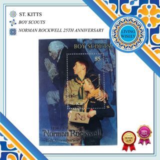St. Kitts Boy Scouts Norman Rockwell 25th Anniversary Stamp Sheet