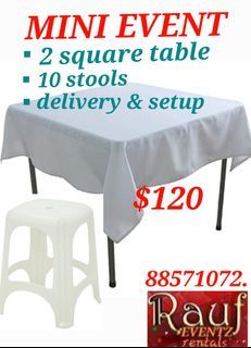 Tables and chairs rental