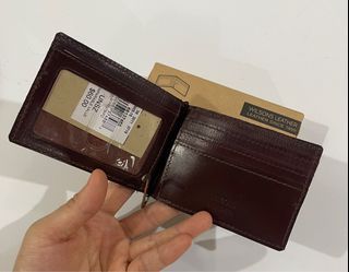 2 colours brown black tan leather wallet for men money clip dark brown black