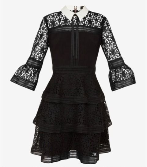 Ted baker star lace ruffle dress discount