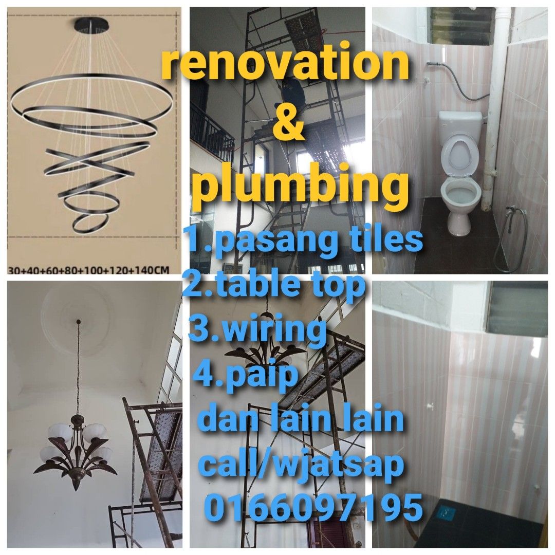 Tukang pasang tiles. Table top.paip.wiring .atap bocor.dan lain" . Area