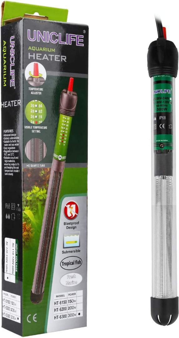 Uniclife Aquarium Heater Submersible with Thermometer 300 Watt
