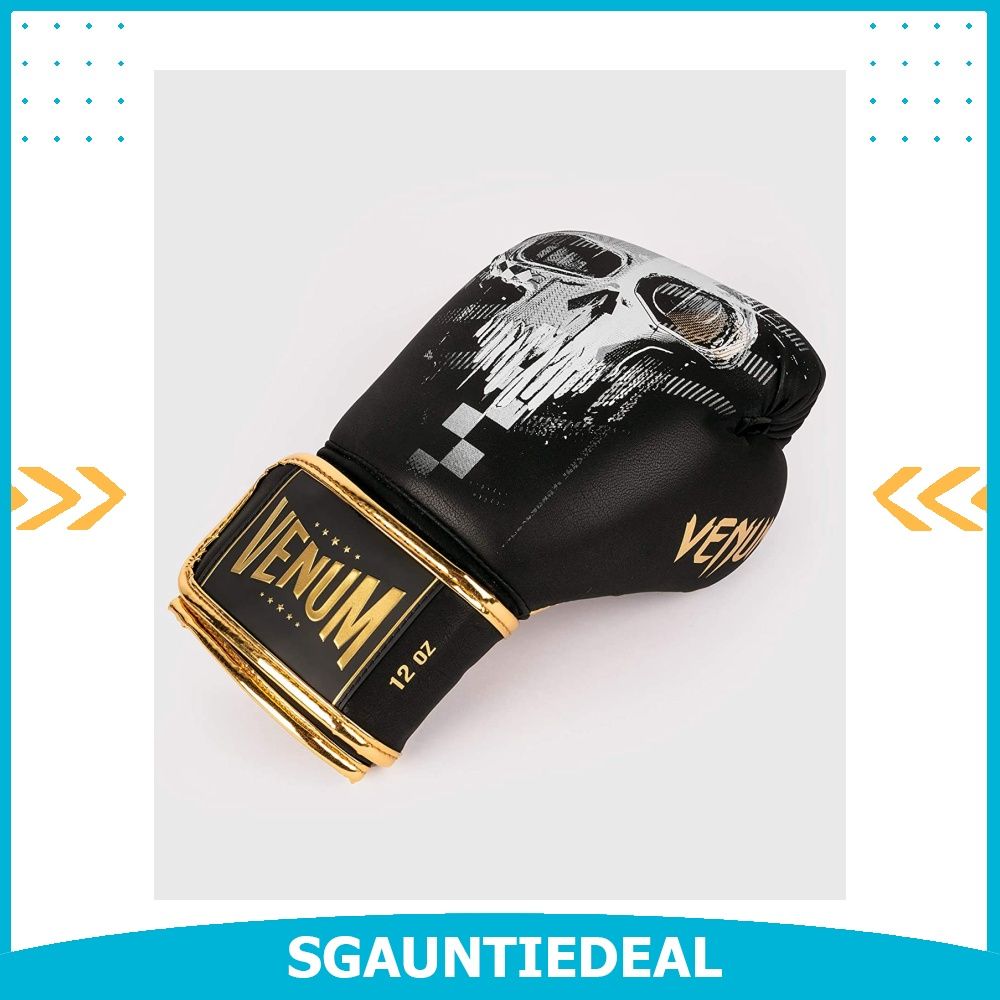 Venum Skull Boxing Gloves (Category: Other Sports Equipment and Supplies) located in Singapore. Submitted by sg.auntiedeal (Listing ID 1233881356, Image 3). Description: Triple density foam for optimal shock absorption Reinforced palm for improved comfort Thumb attached for added protection against injury Large self-gripping closure system for good support.