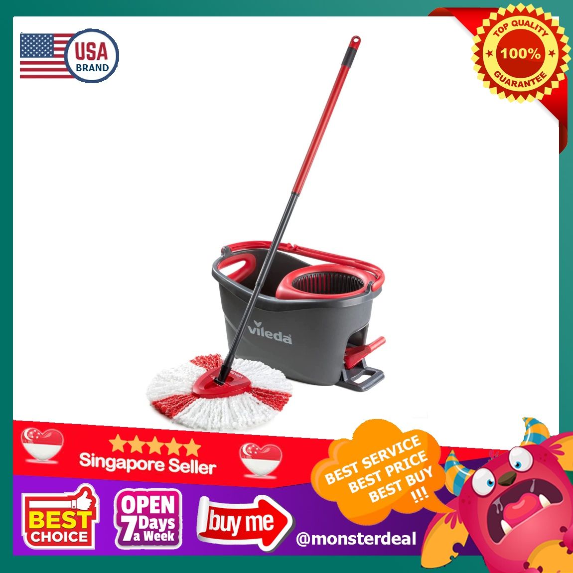 Vileda Easy Wring and Clean Turbo Microfibre Mop and Bucket Set
