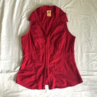 vintage maroon red hook vest top