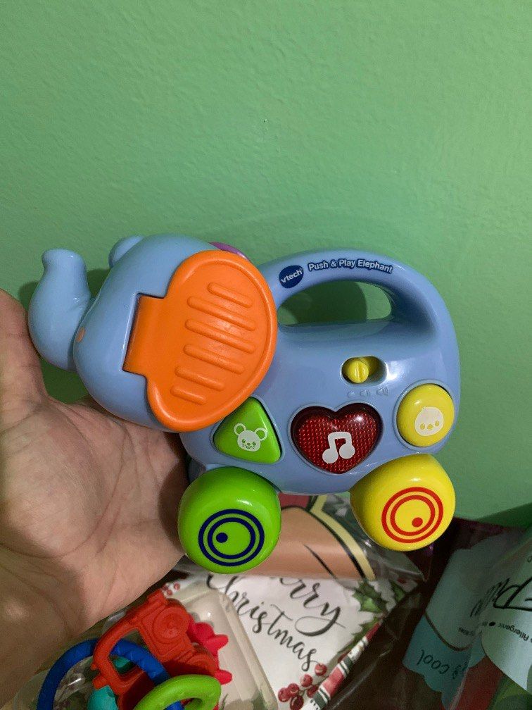 Vtech infant push and play elephant toy (Category: Infant Playtime) located in Quezon City. Submitted by fellowsheep (Listing ID 1233874641, Image 1). Description: .