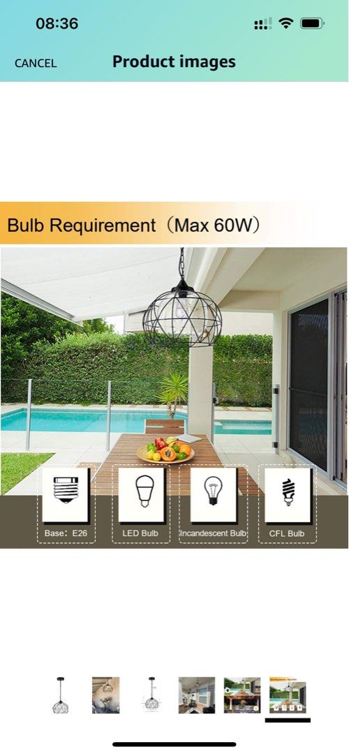 WELLMET 1-Light Pendant Light,14.5 Inch Cage Chandelier Black Hanging